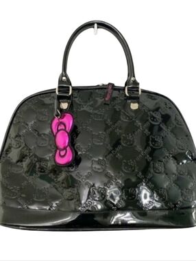 Loungefly x Sanrio Hello Kitty embossed black patent faux leather dome handbag